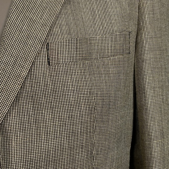 Lauren Ralph Lauren Petite Tan Houndstooth Linen Wool Blazer Jacket Women's 6P - Picture 3 of 14